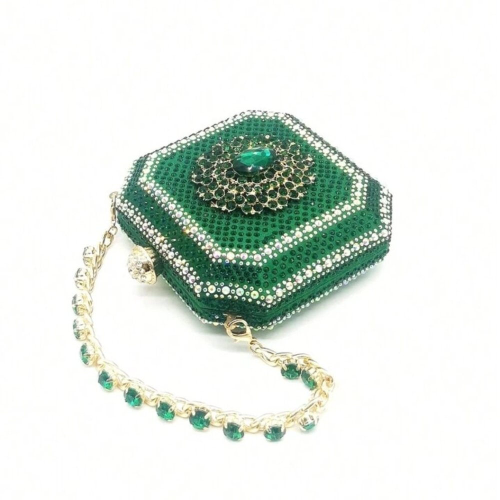 Emerald Green Rhinestone Handbag - Picture 5 of 9
